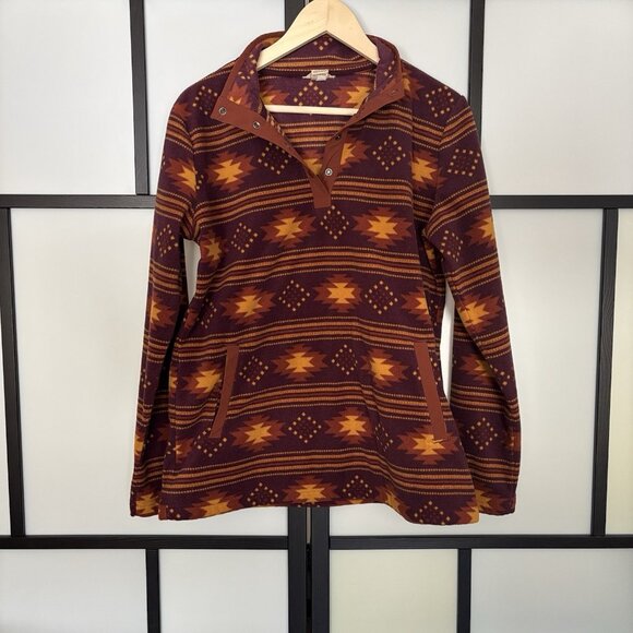 Duluth Trading Sweater Medium Multicolor Aztec Navajo Snap Fleece Sweatshirt - Picture 2 of 13
